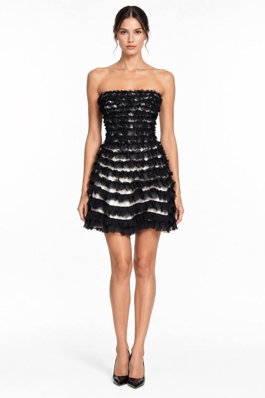 Guess by Marciano Women’s XS Silk Black
Ruffle Strapless Mini Party Y2K Dress